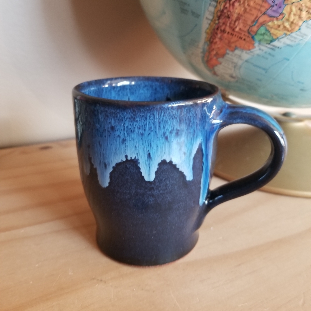 Studio art handmade pottery mug cobalt blue